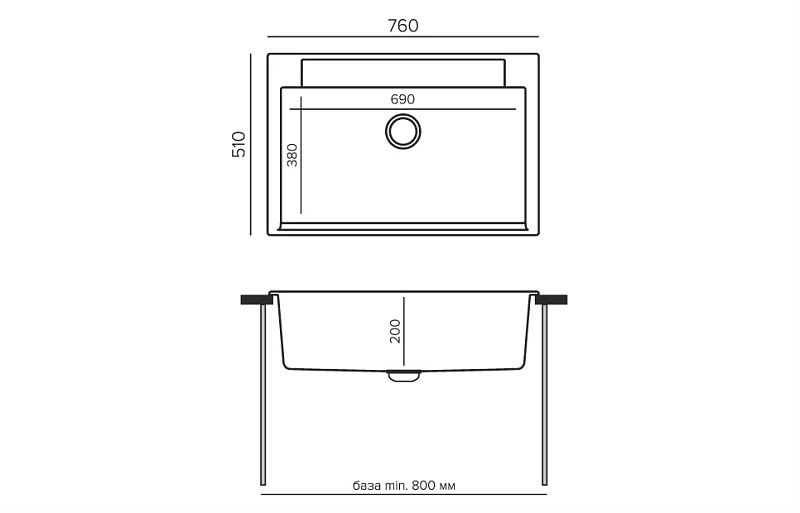 Мойка кухонная Polygran ARGO-760 бежевая №27 , изображение 2